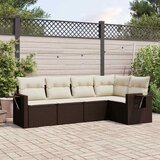  5-dijelni set vrtnih sofa s jastucima poliratan smeđi | shoptok.hr
