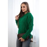 Kesi Sweater with cable weave in green color | Shoptok.si