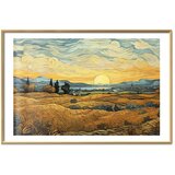  Plakat Impressionistic fields - painted golden landscape with fields of grain 42x29.7 Zlatni okvir s margom | shoptok.hr