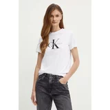 Calvin Klein Jeans Bombažna kratka majica ženska, bela barva, J20J219142