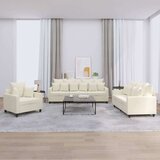  3-dijelni set sofa s jastucima krem baršunasti Cijene