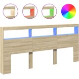 Ormarić za uzglavlje s LED svjetlima boja hrasta 220x17x102 cm | shoptok.hr