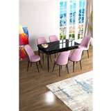 Hanah home Han - Black Marble, Pink Black MarblePink Extendable Dining Table & Chairs Set (7 Pieces) | ePonuda.com