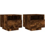  The Living Store Nočna omarica z LED lučkami 2 kosa dimljeni hrast 40x39x37 cm - Nočna Omarica, (21448600) | Shoptok.si
