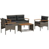 Maison Chic Seti vrtnega pohištva - Vrtna garnitura - Vrtni pohištvo set 4-delna z blazinami siv poli ratan, (21819971) | Shoptok.si
