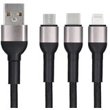 Blue Star 3-u-1 pleteni kabel s mikro USB, USB C i Lightning 3A konektorima | shoptok.hr