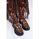 VINCEZA Leather Patent Loafers Leopard | shoptok.hr