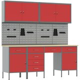 vidaXL 10-delni set delovne mize rdeče jeklo, (22047422) | Shoptok.si