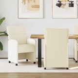 vidaXL jedilni stoli s kolesi 2 pcs krema 58 x 65 x 98 cm umetna koža | Shoptok.si