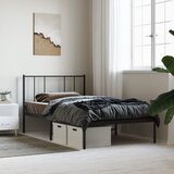 vidaXL Kovinski posteljni okvir z vzglavjem črn 100x200 cm Cene