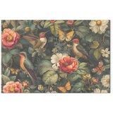  Slika - Flowers birds and butterflies &amp;ndash; vintage-style illustration 60x40 Slike