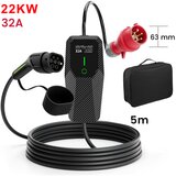 JUNSUN polnilnik za električna vozila, trifazni način 2, 22KW polnilna pištola, nastavljiva 8A/10A/13A/16A/20A/24A/32A, 5m kabel, (22127997) | Shoptok.si