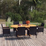 The Living Store Vrtna jedilna garnitura 7-delna poli ratan črna - Jedilna Garnitura, (21473951) | Shoptok.si