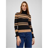 Orsay Brown-Black Ladies Striped Sweater - Women Cene