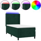  box spring s madracem LED tamnozeleni 90x190 cm baršun | shoptok.hr