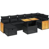 vidaXL Vrtna sedežna garnitura 8-delna z blazinami črn poli ratan, (21093633) | Shoptok.si
