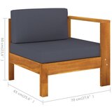  9-dijelna vrtna garnitura s tamnosivim jastucima bagremovo drvo | shoptok.hr