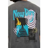 Trendyol Anthracite Men's Relaxed Fit Cycling Collar Short Sleeve Acid Wash Printed T-Shirt | ePonuda.com