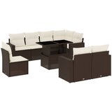 Maison Chic Seti vrtnega pohištva - Vrtna garnitura - Vrtni pohištvo set 9-delna z blazinami rjava poli ratan, (21798253) | Shoptok.si