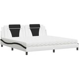 Krevet s madracem bijeli-crni 200 x 200 cm od umjetne kože | shoptok.hr
