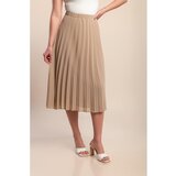Fenzy Plus Size Plisirana Midi Suknja, Bež | shoptok.hr