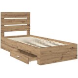  Krevetna konstrukcija s ladicama Umjetnički hrast 90 x 190 cm Smeđa 190 x 93 x 100 cm | shoptok.hr
