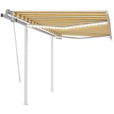 vidaXL Ročno zložljiva tenda z LED lučmi 3x2,5 m rumena in bela Cene