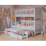 Molarem Home Drveni dječji krevet na kat Nathan III s tri kreveta i ladicom - grafit - 180x80 cm - Madrac PE pjena 8 cm-spužvasti madrac | shoptok.hr