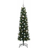  Umjetno usko božićno drvce s kuglicom 150 cm 150 LED lampica - 150 cm s LED-ima i srebrnim lopticama Zelena | shoptok.hr
