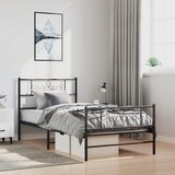  Metalni okvir kreveta uzglavlje i podnožje crni 100x190 cm | shoptok.hr