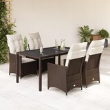  5-dijelni vrtni blagovaonski set s jastucima poliratan smeđi Smeđa 150 x 90 x 75 cm | shoptok.hr