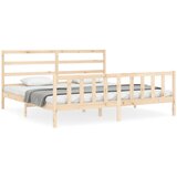 The Living Store Posteljni okvir z vzglavjem 200x200 cm trden les - Posteljni Okvir, (21525899) | Shoptok.si