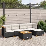 Maison Chic Seti vrtnega pohištva - Vrtna garnitura - Vrtni pohištvo set 6-delna z blazinami črna poli ratan, (21804647) | Shoptok.si