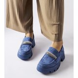 Gemre Blue moccasins with rhinestones Macario Cene