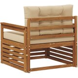  Set vanjskih sofa Čvrsto drvo akacije i poliester Prirodna - Prirodno i bež Otvoreni okvir | shoptok.hr