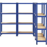 vidaXL Regal s policami 4-nadstropni 4 kosa modro jeklo in inž. les | Shoptok.si