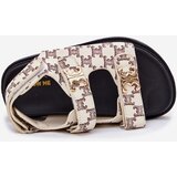 Boto Children's Velcro Sandals With Golden Details Beige Cavina | Shoptok.si