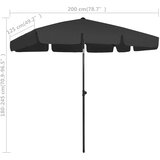  Suncobran za plažu crni 200 x 125 cm | shoptok.hr