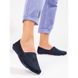 SHELOVET Slip-on openwork ladies' moccasins navy blue Cene