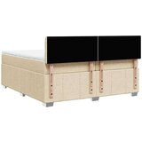 vidaXL Box spring postelja z vzmetnico krem 200x200 cm blago, (21321385) | Shoptok.si