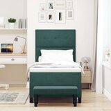 Box Spring Krevet s Madracem i Klupom Tamnozeleni 90x190 cm Baršun | shoptok.hr