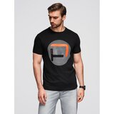 Ombre Men's cotton t-shirt with contrasting two-tone print - black Cene