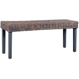  Klupa siva 110 cm prirodni ratan kubu i masivno drvo mahagonija | shoptok.hr