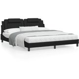 vidaXL Posteljni okvir z vzglavjem črn 180x200 cm umetno usnje | Shoptok.si