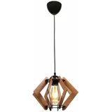 Squid Lighting Črna stropna svetilka z lesenim senčnikom - Squid Lighting