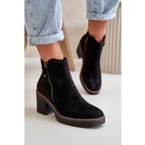 Boto Lined Women's Ankle Boots with Block Heel in Black Faux Suede Velarilla | Shoptok.si