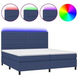 Krevet box spring s madracem LED plavi 200x200 cm od tkanine | shoptok.hr