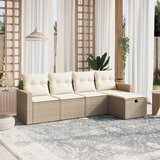  5-dijelni vrtni set sofa s jastucima bež od poliratana | shoptok.hr