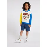 Kenzo Kids Otroški bombažen pulover bela barva, s kapuco