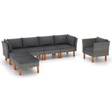 The Living Store Vrtna sedežna garnitura 7-delna poli ratan in evkaliptus siva - Vrtna Sedežna Garnitura, (21473552) | Shoptok.si